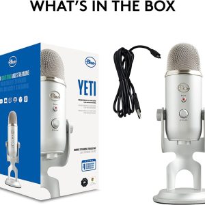 Blue Yeti Premium Multi-Pattern USB Condenser Microphone – Silver
