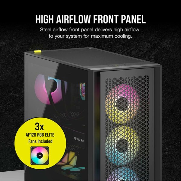Corsair iCUE 4000D RGB AIRFLOW Mid-Tower Case — Black - Image 2