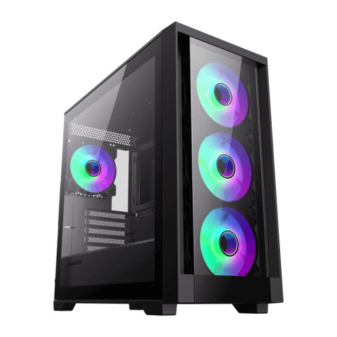 GameMax Defender TG mATX Gaming Case with 4 ARGB Fans