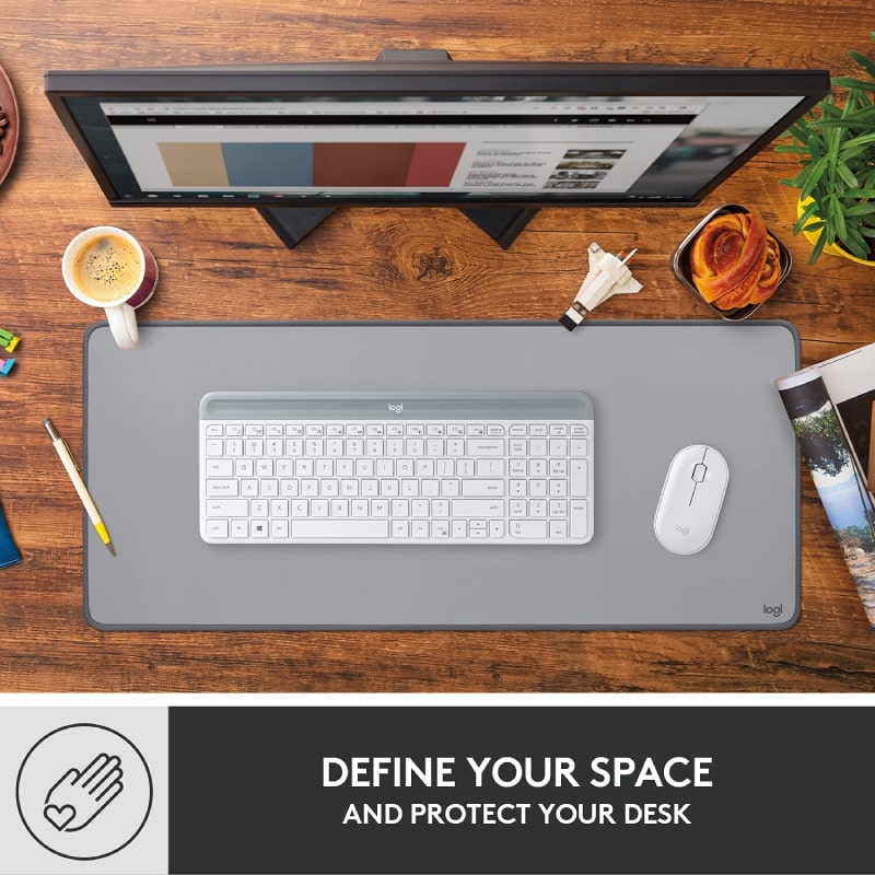 Logitech Desk Mat Studio Series Extended Mouse Pad – Mid Gray