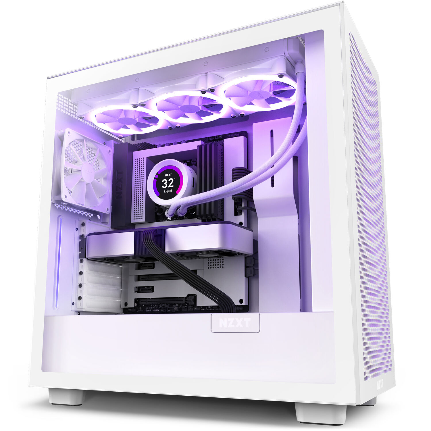 NZXT H7 Flow Mid Tower Gaming Chassis – Matte White