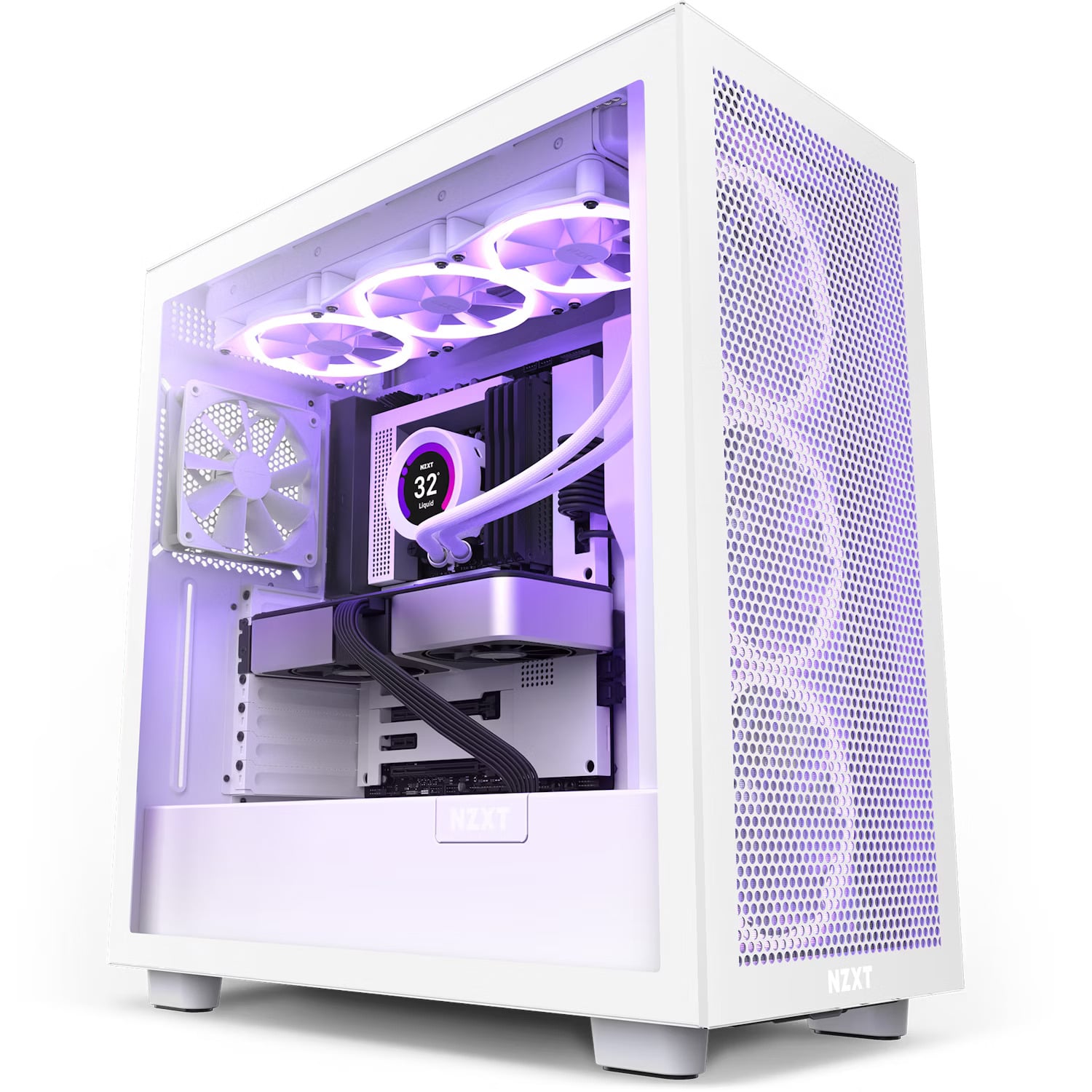 NZXT H7 Flow Mid Tower Gaming Chassis – Matte White