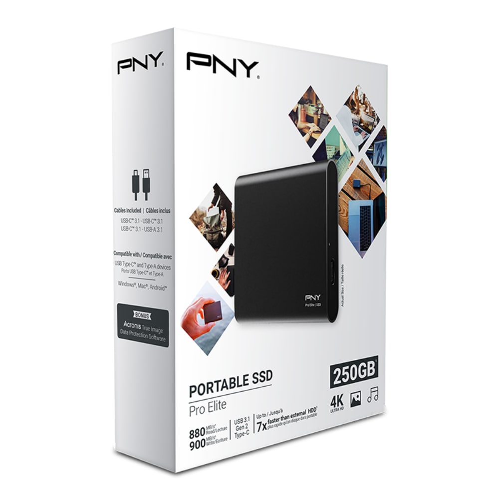 PNY Pro Elite 250GB USB 3.1 Gen 2 Type-C Portable SSD