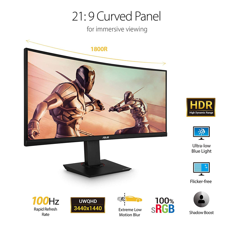 ASUS TUF VG35VQ 34" VA WQHD 100Hz Curved Gaming Monitor