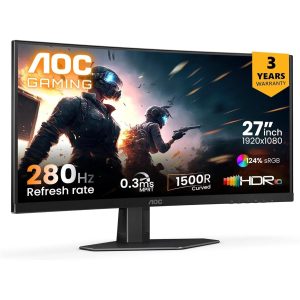 AOC C27G4ZE 27″ Full HD 280 Hz 0.3 ms Adaptive Sync Curved Gaming Monitor