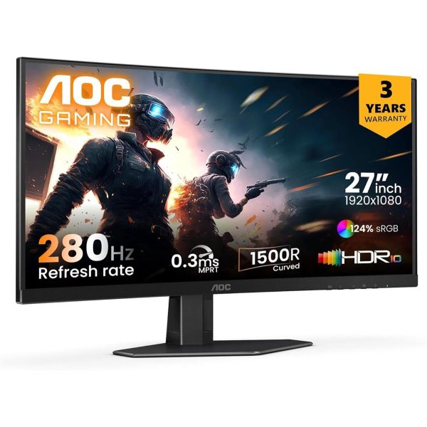 AOC C27G4ZE 27″ Full HD 280 Hz 0.3 ms Adaptive Sync Curved Gaming Monitor