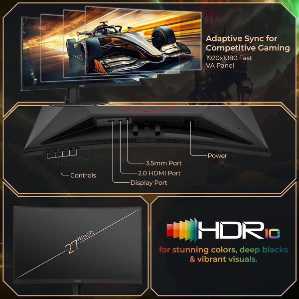 AOC C27G4ZE 27″ Full HD 280 Hz 0.3 ms Adaptive Sync Curved Gaming Monitor - Image 5