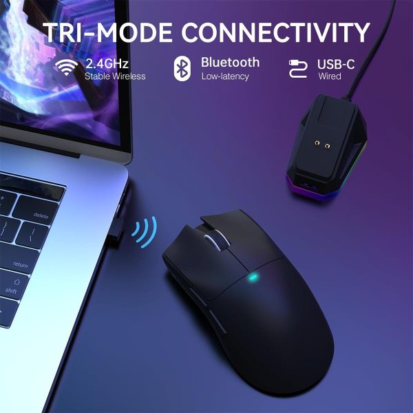 ATTACK SHARK X11 Wireless Gaming Mouse with Charging Dock – Black & White - Image 3