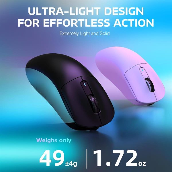 Attack Shark X3 Lightweight Wireless Gaming Mouse, 49g Tri-Mode Bluetooth/2.4G/USB-C Wired Mouse for PC/Laptop/Mac - Black, White & Red - Image 3