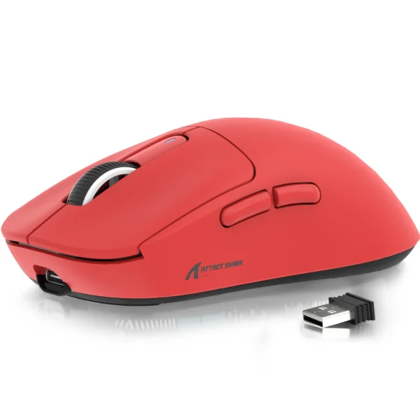 Attack Shark X3 Lightweight Wireless Gaming Mouse, 49g Tri-Mode Bluetooth/2.4G/USB-C Wired Mouse for PC/Laptop/Mac - Black, White & Red - Image 10