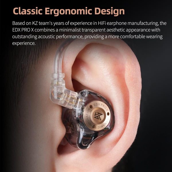 KZ EDX Pro X in Ear Earphone Wired Gaming Earbud, Detachable Cable for Audiophile with mic (Black & White) - Image 3