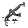 MXG BMA-24U Dual Monitor Premium Aluminum Spring-Assisted With 3.0 USB Cable Monitor Arm Matte Black - Image 2
