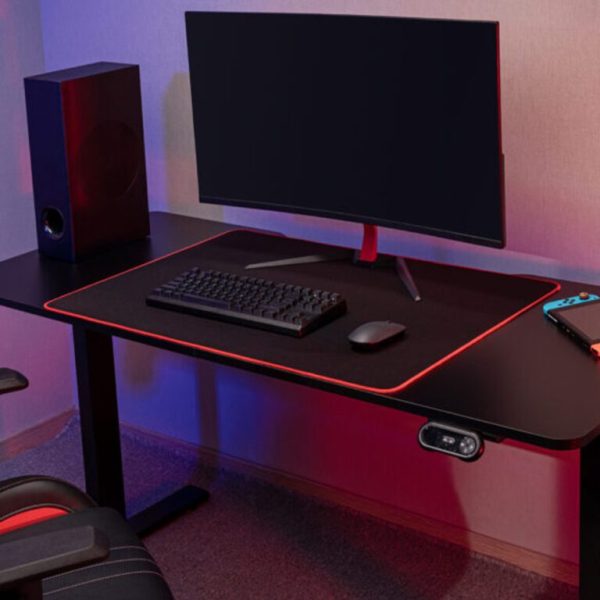 MXG MGD-01R RGB Lighting SIT-Stand Gaming Desk With Creative Control Panel – Single Motor - Image 2