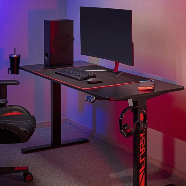 MXG MGD-01R RGB Lighting SIT-Stand Gaming Desk With Creative Control Panel – Single Motor