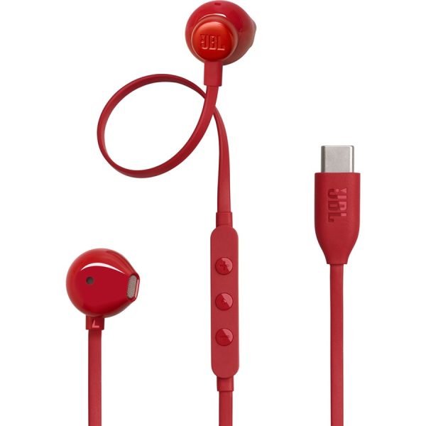 JBL Tune 305 C Hi-Res Wired Earbuds Red