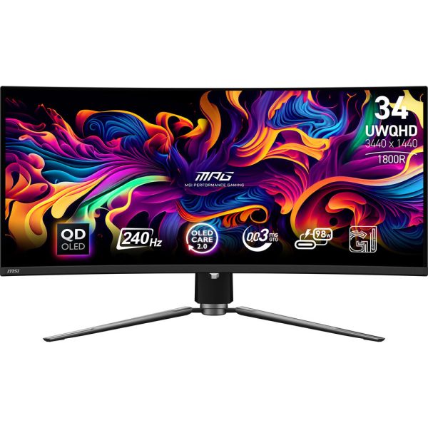 MSI MPG 341CQPX QD-OLED 34″ 1440p HDR 240Hz Curved Ultrawide Gaming Monitor - Image 2