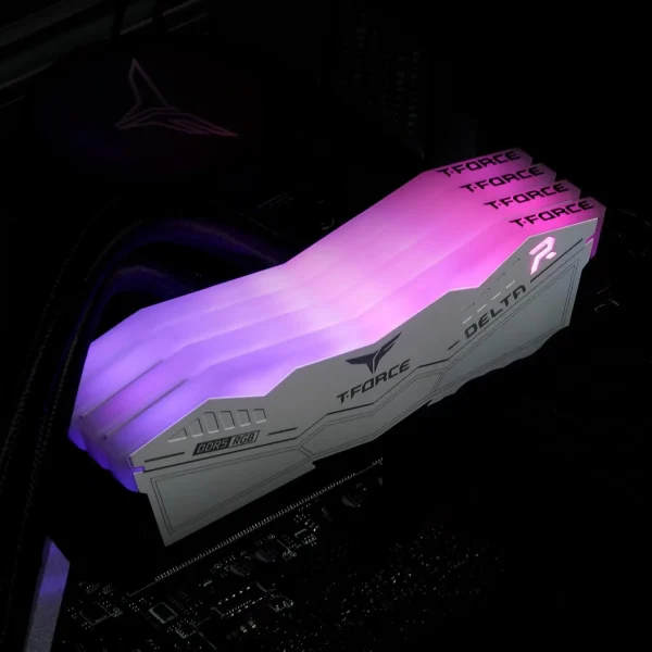 TeamGroup T-Force Delta RGB 16GB (2x8GB) 5200MHz DDR5 Desktop Gaming Memory White - Image 3