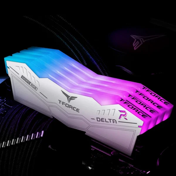 TeamGroup T-Force Delta RGB 16GB (2x8GB) 5200MHz DDR5 Desktop Gaming Memory White - Image 4