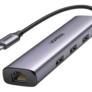 0 UGREEN USB-C to 3×USB3.0 Hub+RJ45 (1000M) Ethernet Adapter