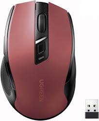 Ergonomic Contoured-Shape Design Wireless Mouse 2.4 GHz&BT Red（AA alkaline battery not included)