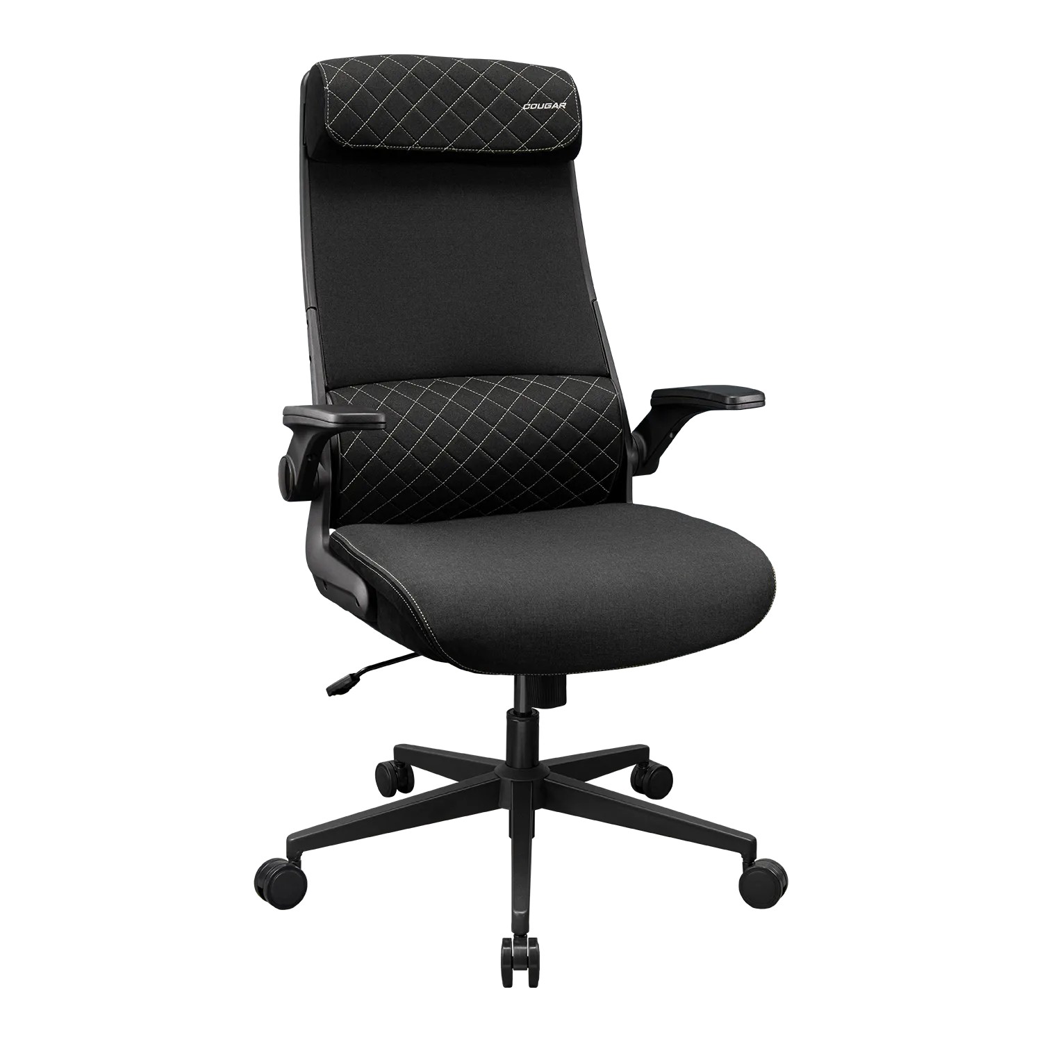 Cougar STRYDER Chair Linen Material, Adjustable Headrest, Multi-Density Foam Seat Ergonomically Contoured Lumbar Zone Black - Image 2