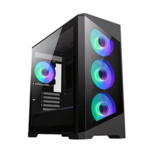 GameMax DESTROYER TGB Micro-ATX 4 ARGB Fans, Tempered Glass Panels Gaming Case - Black